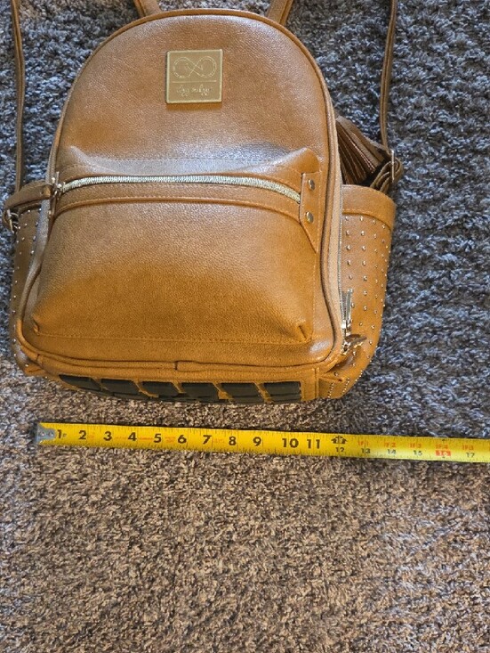 Itzy Ritzy Tan Faux Leather Diaper Bag Backpack